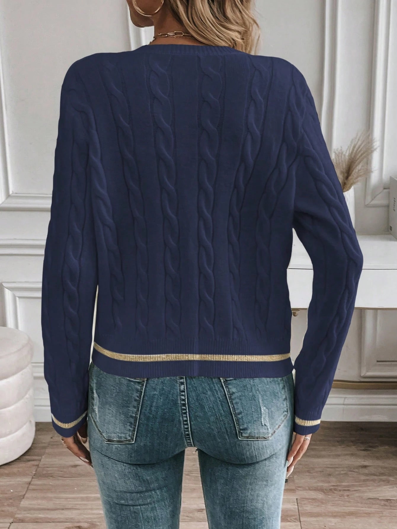SHEIN LUNE Cardigan Casual Simples Feminino,