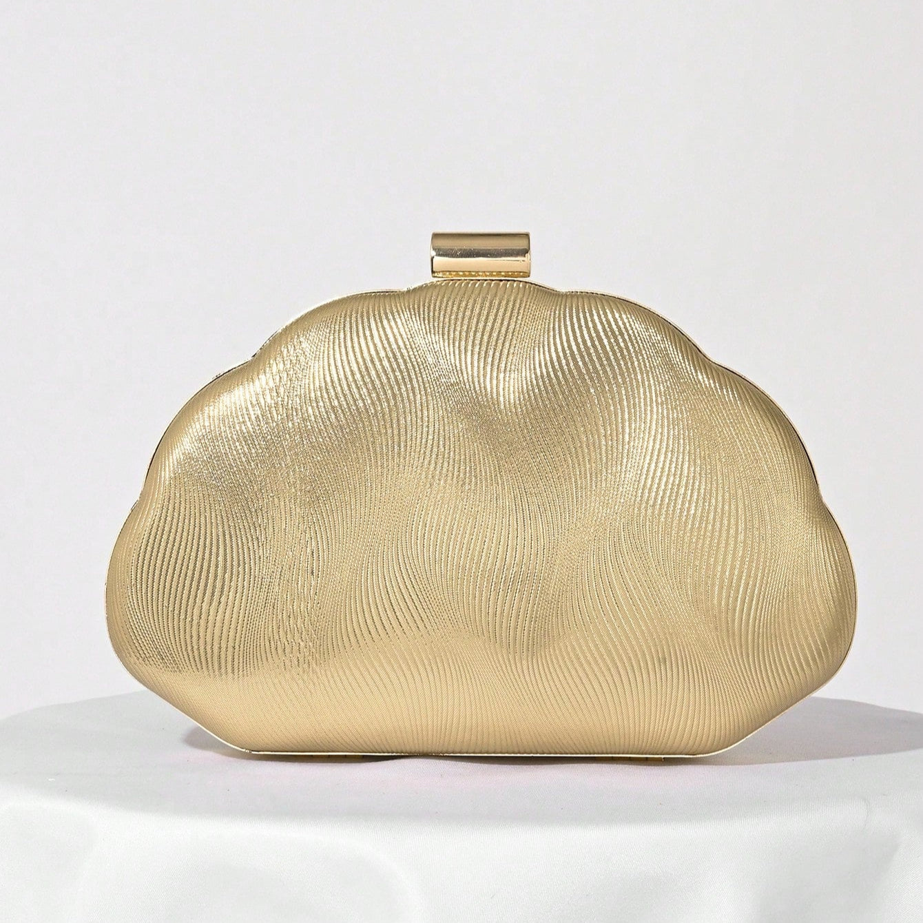 Bolsa Clutch com Design de Concha em Couro PU, Bolsa para Festa Noturna, Bolsa para Vestido de Festa Formal, Bolsa de Casamento com Corrente