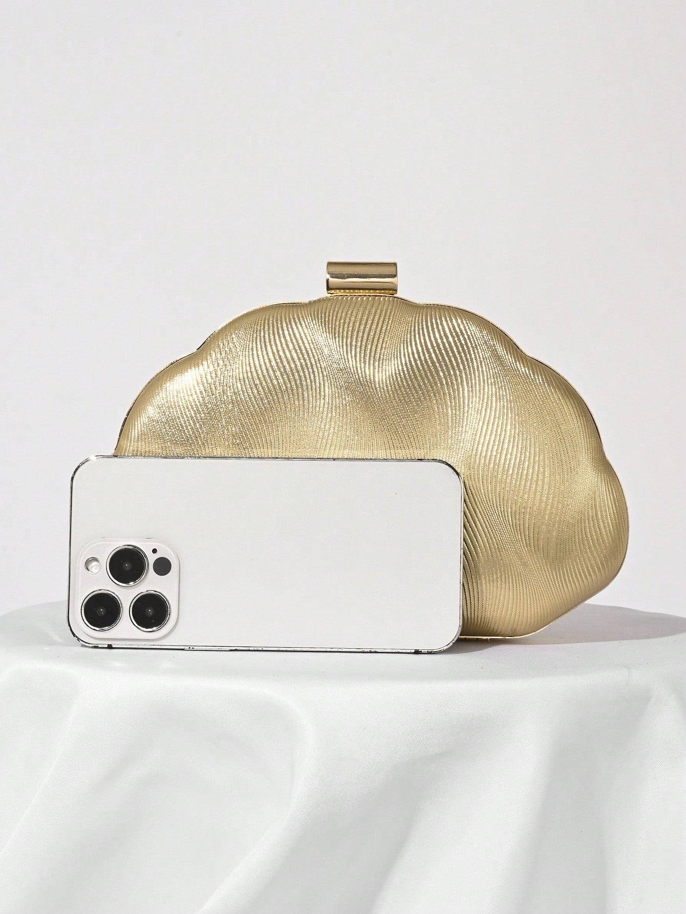 Bolsa Clutch com Design de Concha em Couro PU, Bolsa para Festa Noturna, Bolsa para Vestido de Festa Formal, Bolsa de Casamento com Corrente