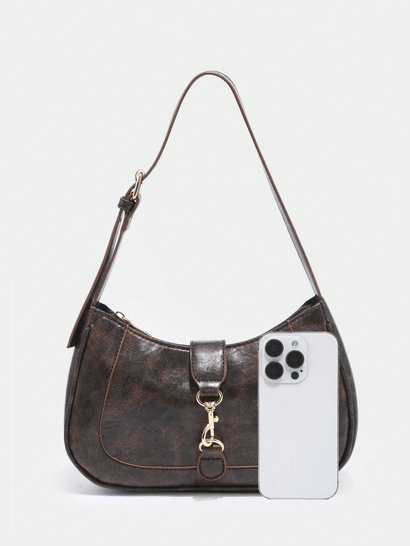 Novachic, 1 peça Bolsa em formato de Meia Lua Retrô Minimalista com Gancho Decorativo e Alça de Ombro Ajustável, Adequada para Data, Passeio, Festa