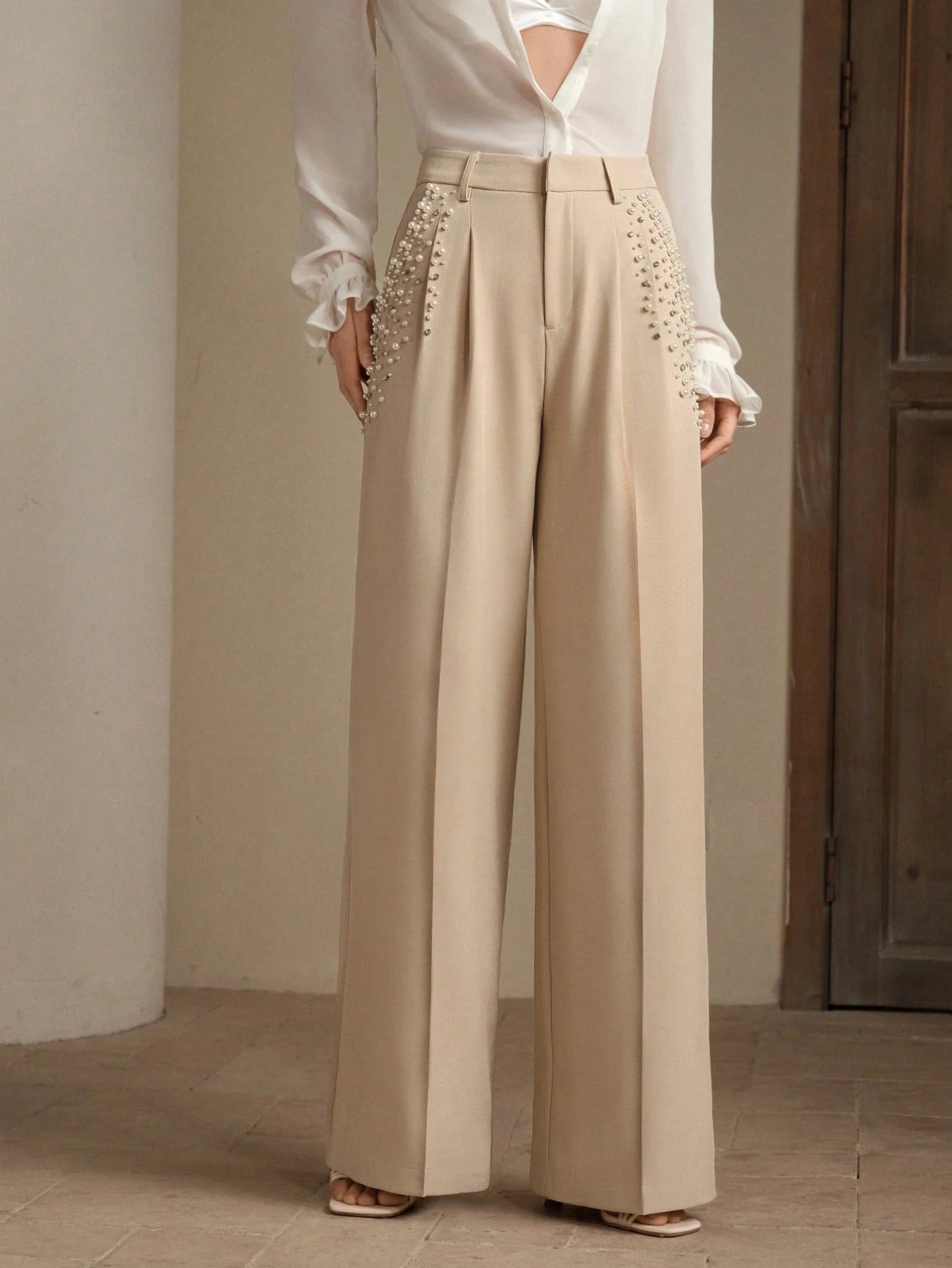 Anewsta Calça de Escritório Feminina Moderna e na
