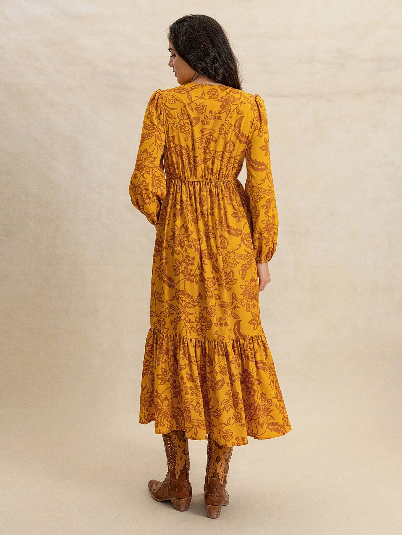 Rusttydustty Vestido Floral Boêmio Feminino com