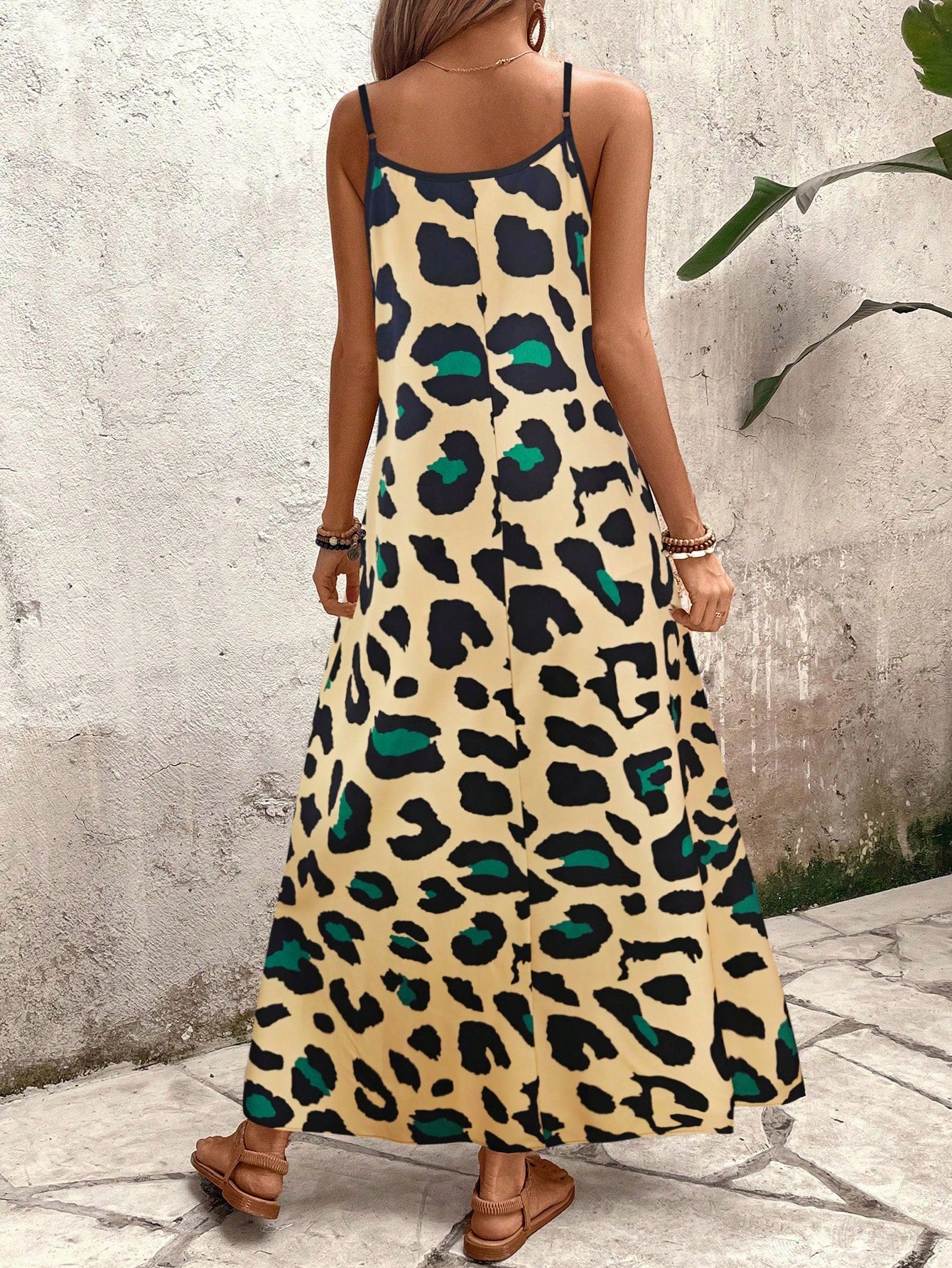 Breezaya Vestido Casual de Alça Fina com Estampa Degrade, Estilo Férias