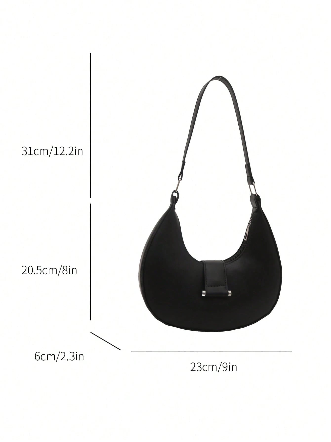 1 Peça Bolsa de Ombro em Formato de Meia-Lua de Cor Sólida com Fechamento de Zíper em PU para Mulheres, Estilo Minimalista, Uso Diário, Trabalho, Estilo Retrô Inspirado, Adequada para Mulheres