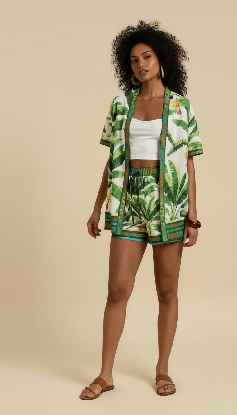 Conjunto Costa Tropical – Estilo, Frescor e Liberdade em Um Só Look