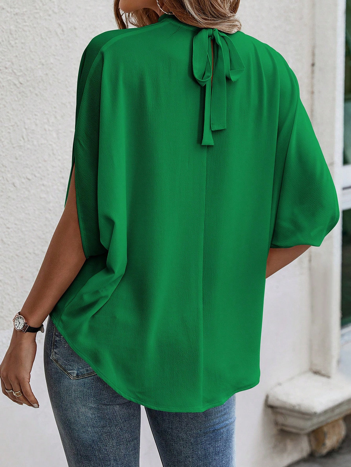 EMERY ROSE Tie Back Simples Casual Blusa
