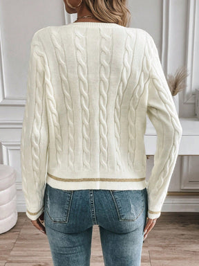 EMERY ROSE Cardigan Casual Versátil Feminino com Listras Colorblock