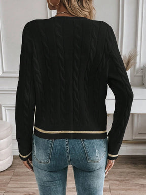 EMERY ROSE Cardigan Casual Versátil Feminino com Listras Colorblock