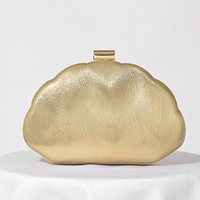Bolsa Clutch com Design de Concha em Couro PU, Bolsa para Festa Noturna, Bolsa para Vestido de Festa Formal, Bolsa de Casamento com Corrente