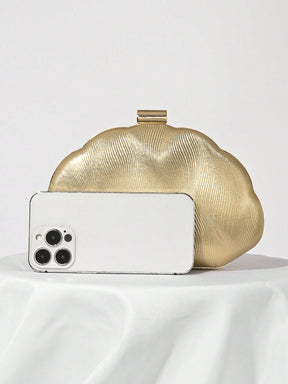 Bolsa Clutch com Design de Concha em Couro PU, Bolsa para Festa Noturna, Bolsa para Vestido de Festa Formal, Bolsa de Casamento com Corrente