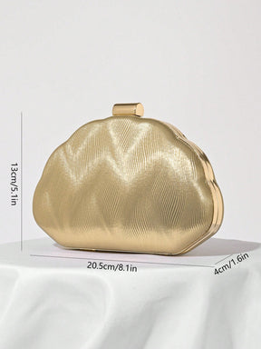 Bolsa Clutch com Design de Concha em Couro PU, Bolsa para Festa Noturna, Bolsa para Vestido de Festa Formal, Bolsa de Casamento com Corrente