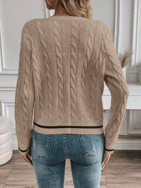 EMERY ROSE Cardigan Casual Versátil Feminino com Listras Colorblock