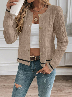 EMERY ROSE Cardigan Casual Versátil Feminino com Listras Colorblock