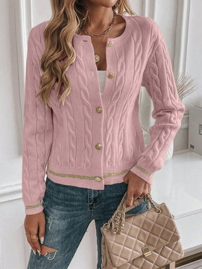 EMERY ROSE Cardigan Casual Versátil Feminino com Listras Colorblock
