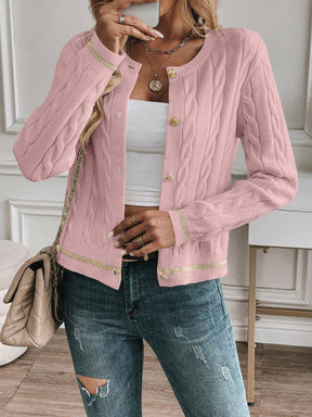 EMERY ROSE Cardigan Casual Versátil Feminino com Listras Colorblock