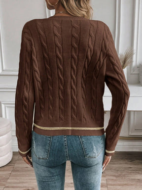 EMERY ROSE Cardigan Casual Versátil Feminino com Listras Colorblock