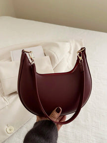 1 Peça Bolsa de Ombro em Formato de Meia-Lua de Cor Sólida com Fechamento de Zíper em PU para Mulheres, Estilo Minimalista, Uso Diário, Trabalho, Estilo Retrô Inspirado, Adequada para Mulheres