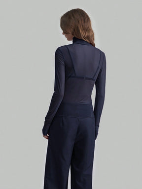 Ontre Blusa elegante e versátil de tecido de malha respirável, azul-marinho, Coleção Primavera/Verão 2025