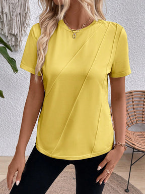 EMERY ROSE Camiseta Casual Versátil Feminina de Manga Curta, Gola Redonda, de Cor Sólida