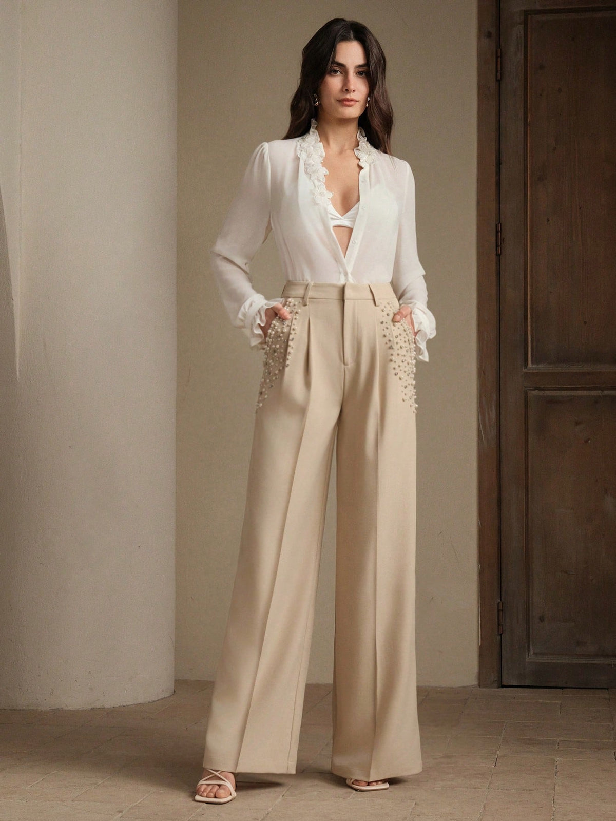 Anewsta Calça de Escritório Feminina Moderna e na 
