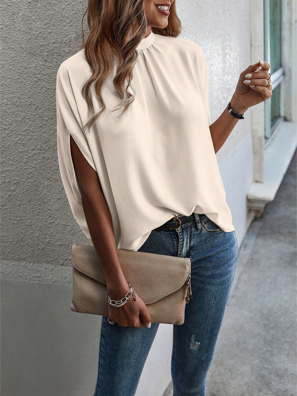 EMERY ROSE Tie Back Simples Casual Blusa