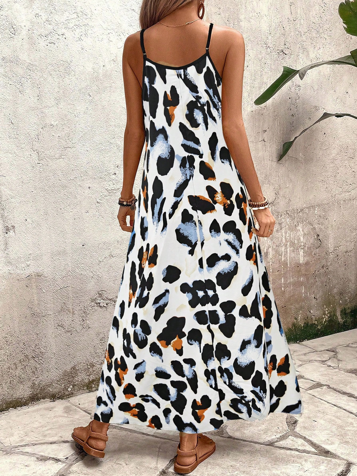 Breezaya Vestido Casual de Alça Fina com Estampa Degrade, Estilo Férias