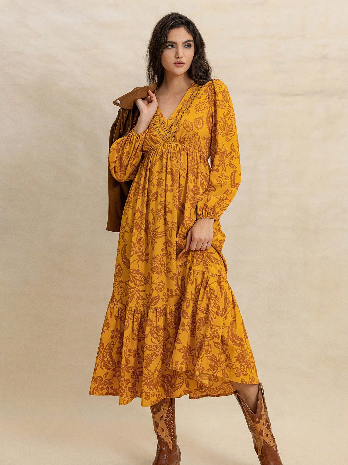 Rusttydustty Vestido Floral Boêmio Feminino com 