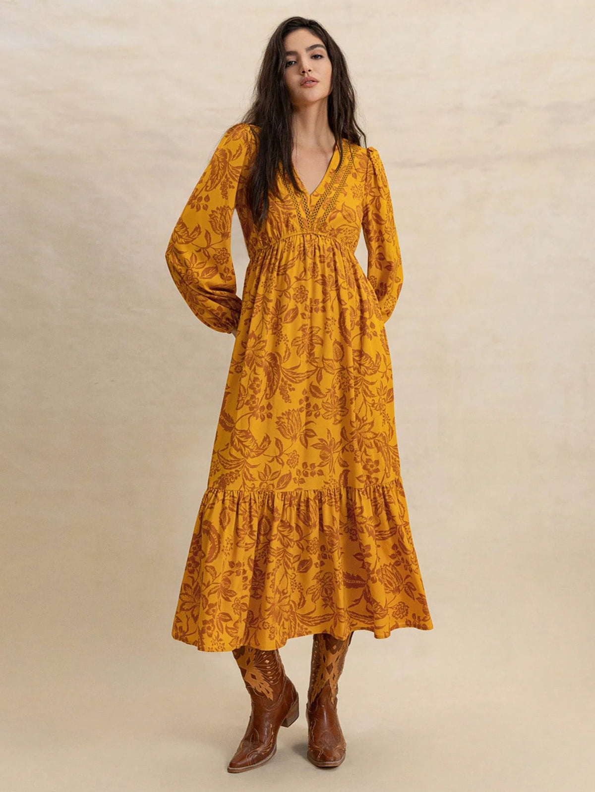 Rusttydustty Vestido Floral Boêmio Feminino com 