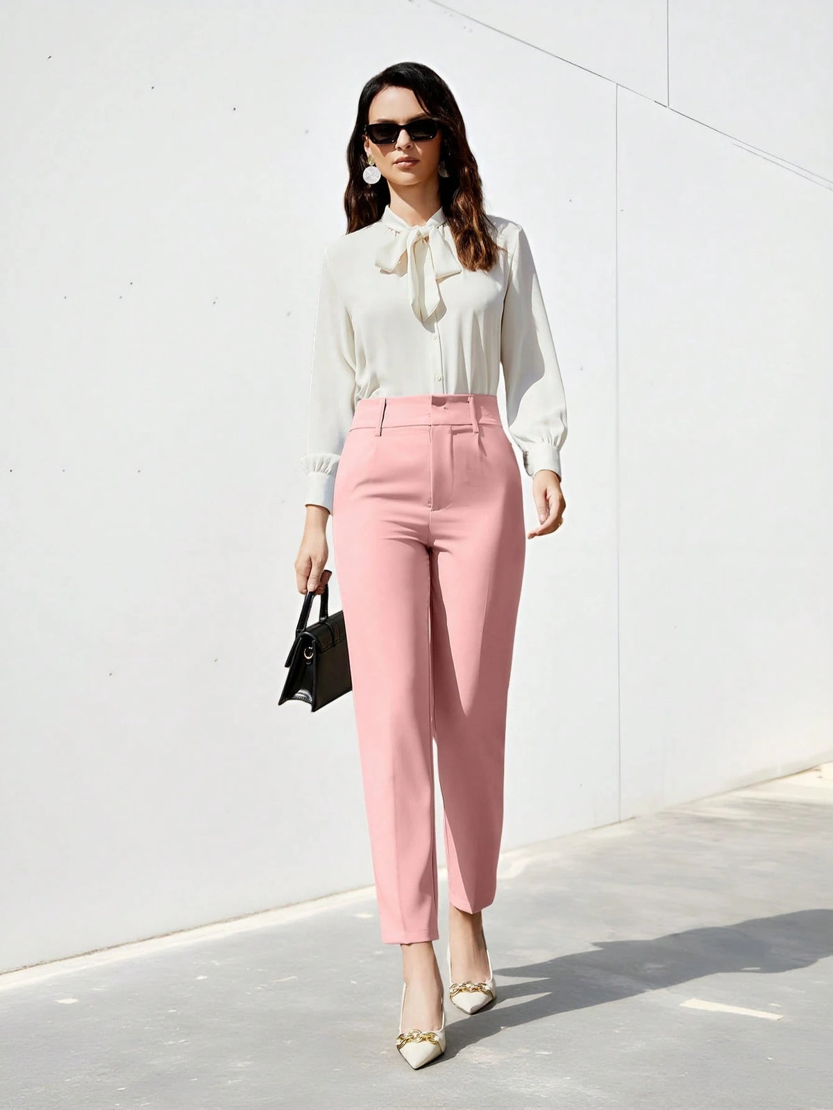 Aveloria Modichic Calça de Terno Slim Fit Cropped Feminina