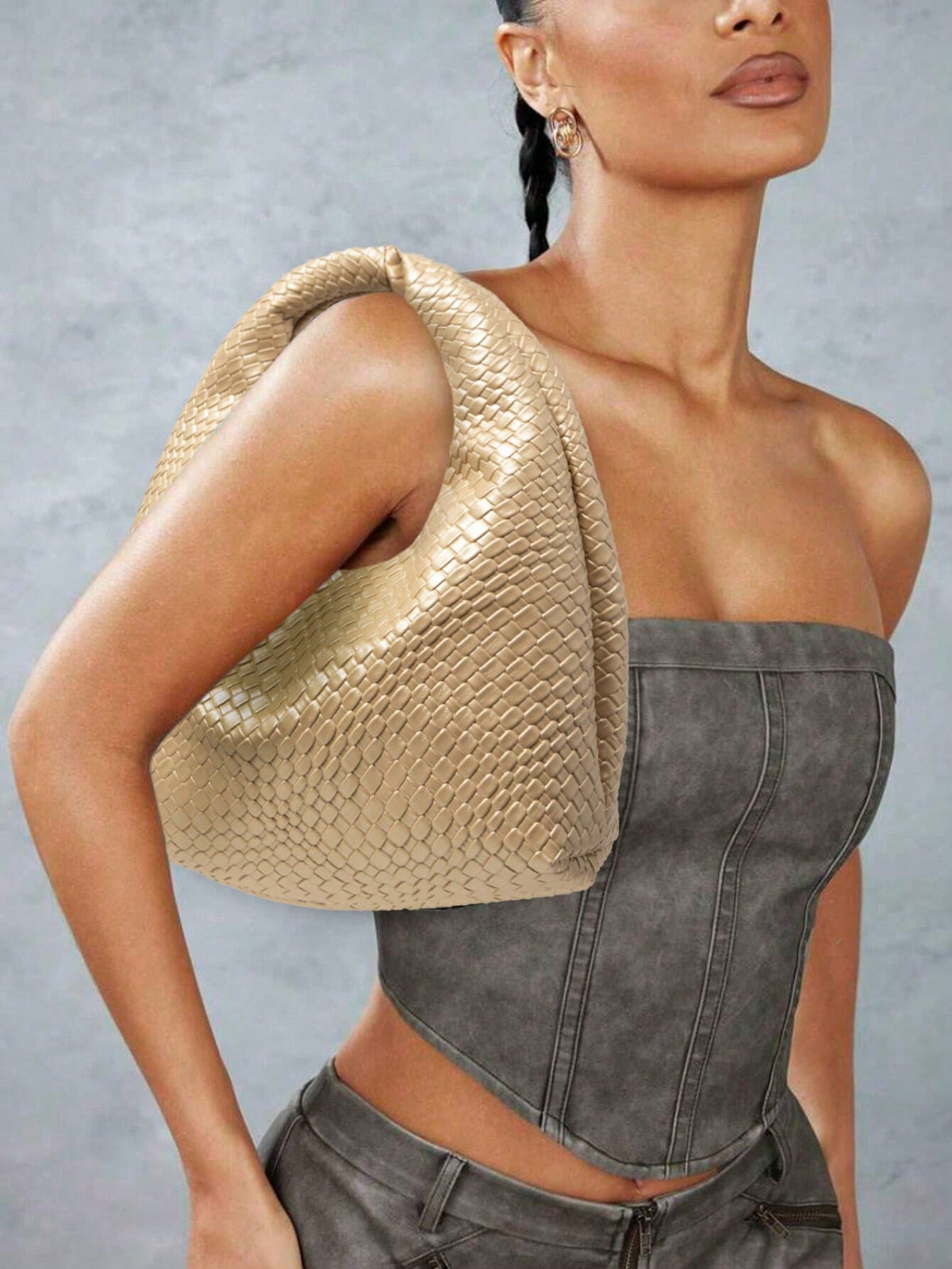 Bolsa Amalfi | Bolsa Hobo Feminina Texturizada, Elegante e Atemporal - Menta Chic