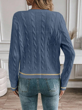 EMERY ROSE Cardigan Casual Versátil Feminino com Listras Colorblock