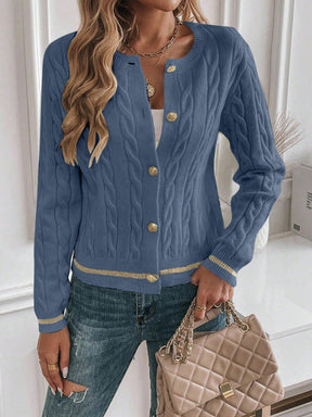 EMERY ROSE Cardigan Casual Versátil Feminino com Listras Colorblock