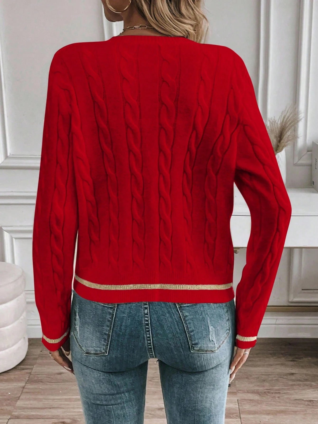 EMERY ROSE Cardigan Casual Versátil Feminino com Listras Colorblock