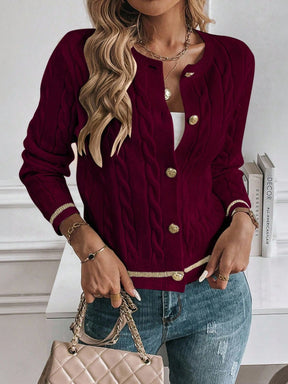 EMERY ROSE Cardigan Casual Versátil Feminino com Listras Colorblock