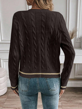 EMERY ROSE Cardigan Casual Versátil Feminino com Listras Colorblock