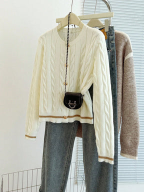 EMERY ROSE Cardigan Casual Versátil Feminino com Listras Colorblock