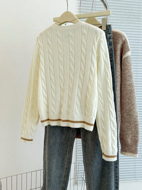 EMERY ROSE Cardigan Casual Versátil Feminino com Listras Colorblock